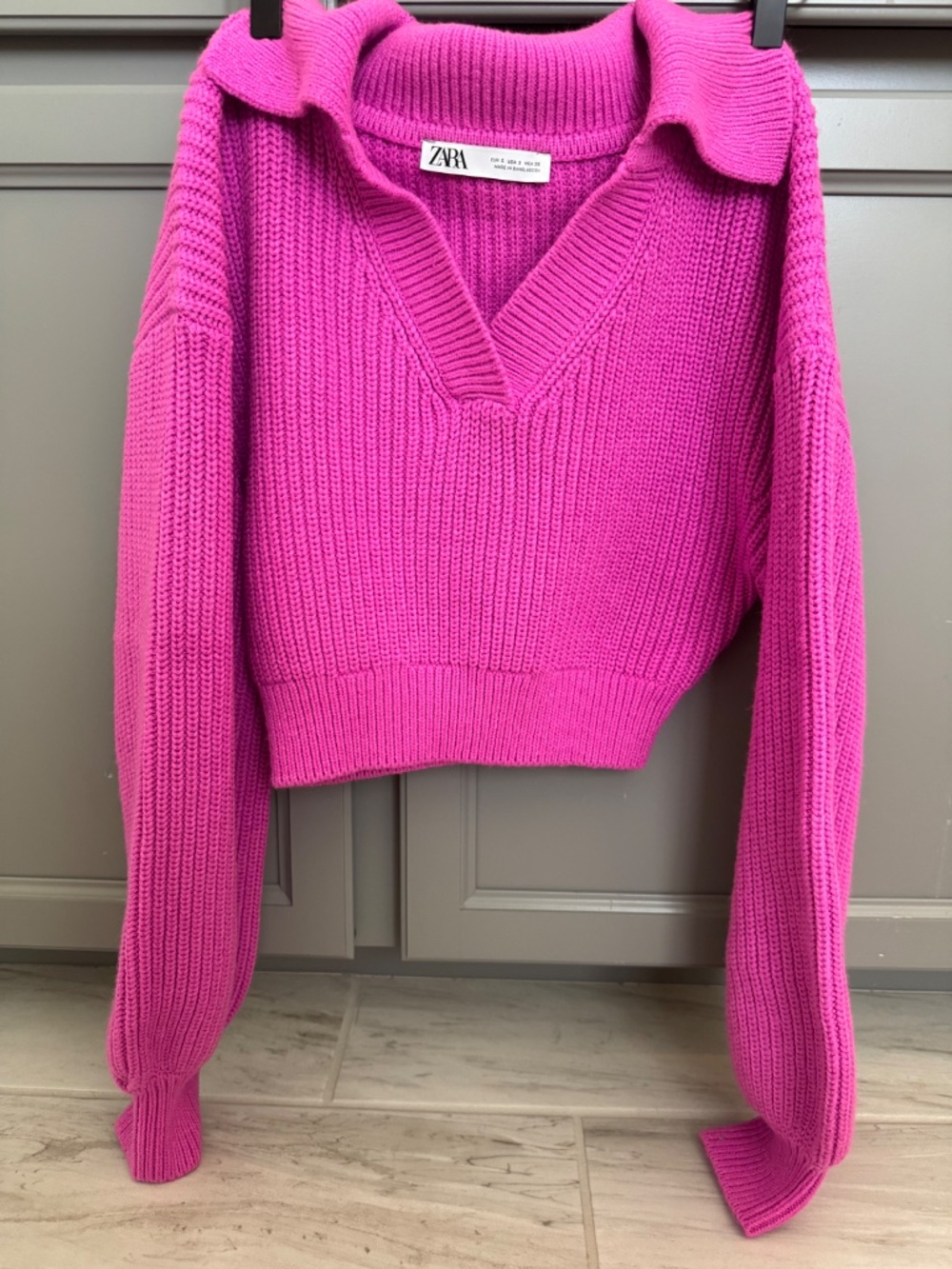 Zara fuchsia pink cropped sweater - Picture 4 of 10
